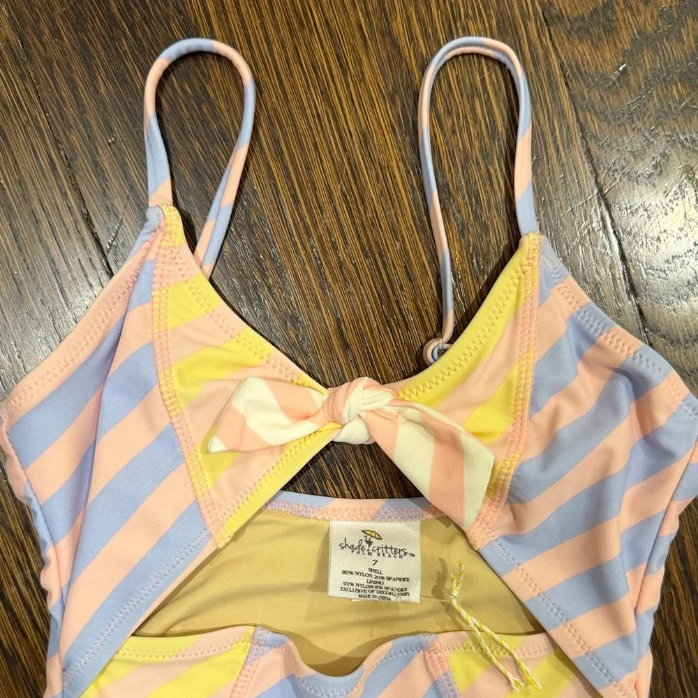 NWOT Shade Critters Girls Stripe Girl’s One-Piece Cutout Swimsuit